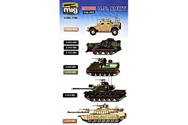 Набор акриловых красок 6 шт - Современная армия США (Ammo Mig 7159)