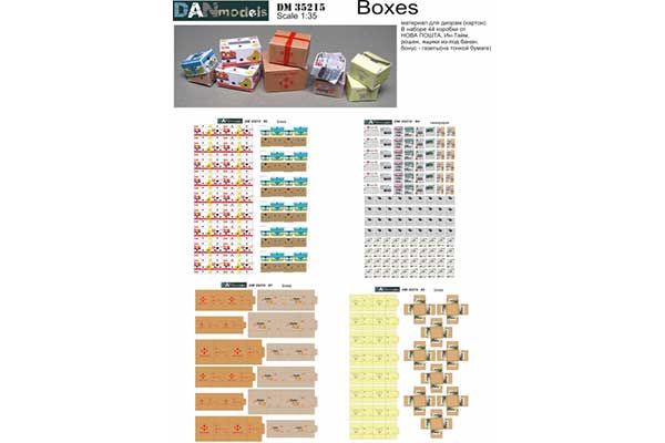Упаковка (коробка Нова почта,, Ин-тайм,, Рошен,, ящик от банан) (DAN models 35215) 1/35 Упаковка (коробка Нова почта,, Ин-тайм,, Рошен,, ящик от банан) (DAN models 35215) 1/35