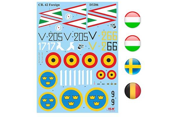Декаль D3206 для Fiat CR. 42 Falco на иностранной службе (ICM D3206) Декаль D3206 для Fiat CR. 42 Falco на иностранной службе (ICM D3206)