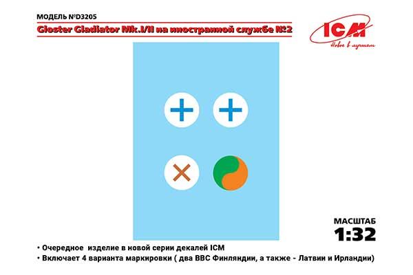 Декаль для Gloster Gladiator Mk.I/II на иностранной службе №2 (ICM D3205) 1/35 Декаль для Gloster Gladiator Mk.I/II на иностранной службе №2 (ICM D3205) 1/35