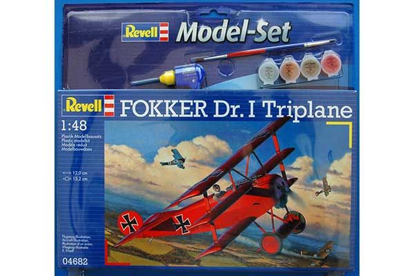 Подарочный набор со сборной моделью самолета Fokker DR.I (Revell 64682) 1/48 Подарочный набор со сборной моделью самолета Fokker DR.I (Revell 64682) 1/48