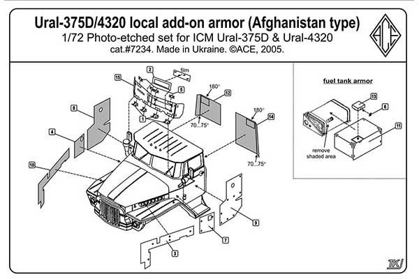 Дополнительное бронирование Урал 375Д/4320 (ACE 7234) 1/72