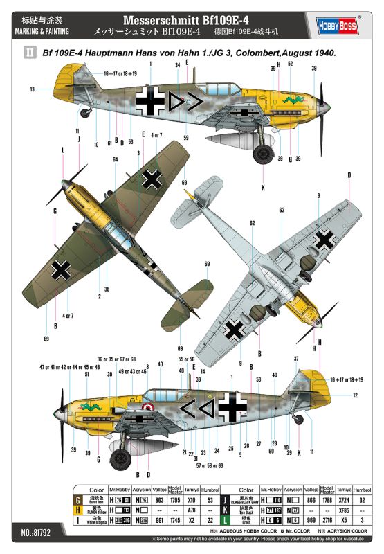 Messerschmitt Bf109E-4 (Hobby boss 81792) 1/48