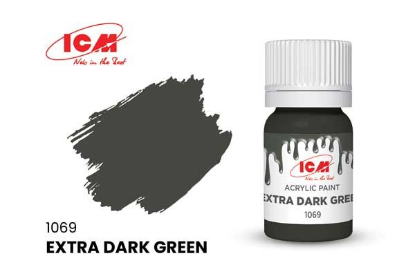 Акриловая краска - Экстра темно-зеленый (Extra dark green) ICM 1069