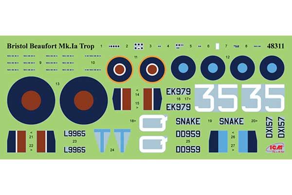 Bristol Beaufort Mk.IA с пилотами RAF (ICM 48313)