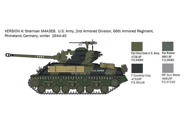 M4A3E8 Sherman Fury (Italeri 25772) 1/56