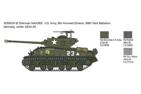 M4A3E8 Sherman Fury (Italeri 25772) 1/56