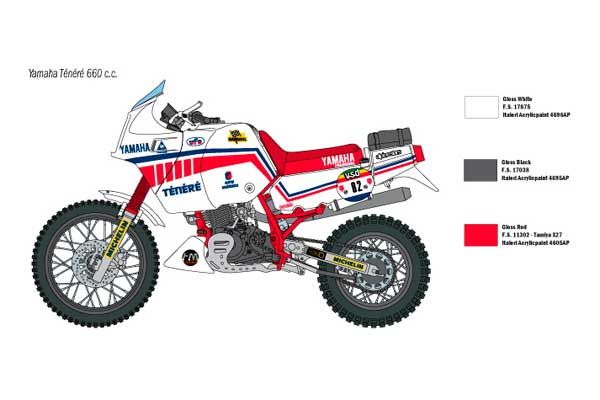 YAMAHA Ténéré 660cc Paris Dakar 1986 (Italeri 4642) 1/9