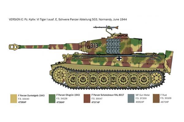 Pz.Kpfw. VI Tiger I Ausf. E позднего производства (Italeri 6754) 1/35