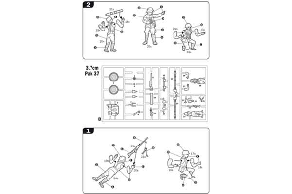 Набір німецьких гармат Pak 37, Pak 40, Flak 38 (Italeri 7026) 1/72