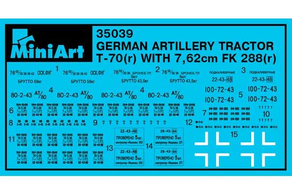 НЕМЕЦКИЙ АРТИЛЛЕРИЙСКИЙ ТЯГАЧ T-70(r) с ПУШКОЙ 7,62см FK 288(r) и ЭКИПАЖЕМ (MiniArt 35039) 1/35