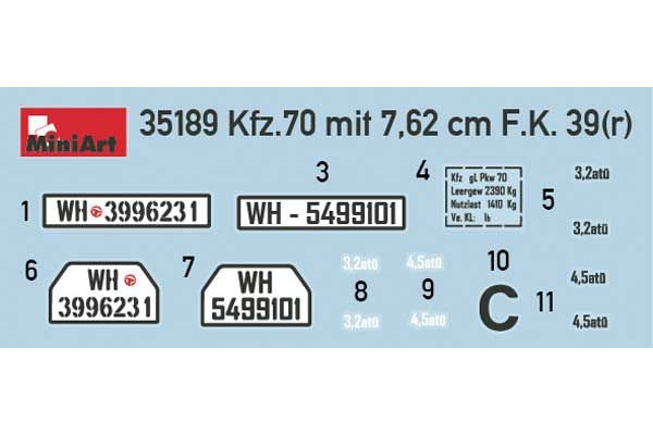 Автомобиль Kfz.70 с Пушкой 7,62 cm F.K. 39 (r) (MiniArt 35189) 1/35