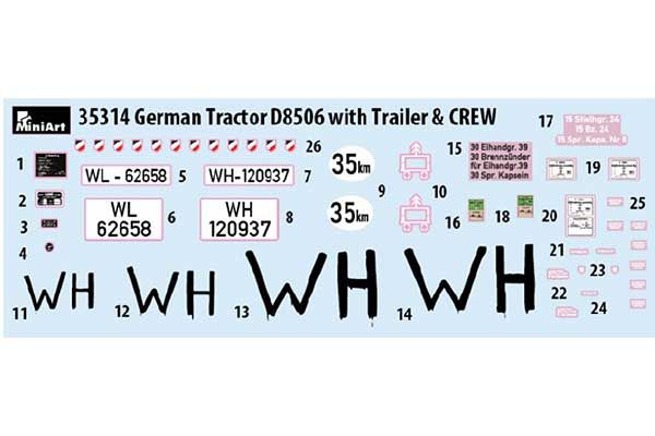 Німецький трактор D8506 з причепом і солдатами (MiniArt 35314) 1/35
