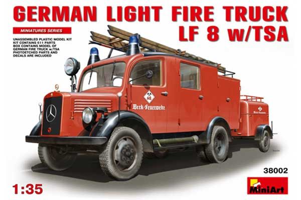 Немецкий пожарный автомобиль LF8 с прицепом и помпой (MiniArt 38002) 1/35 Немецкий пожарный автомобиль LF8 с прицепом и помпой (MiniArt 38002) 1/35