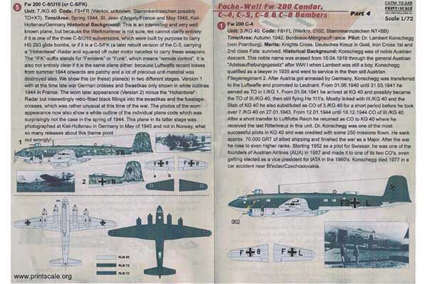 Декаль для самолета Focke- Wulf Fw 200 "Condor", часть 4 (Print Scale 72-245) 1/72