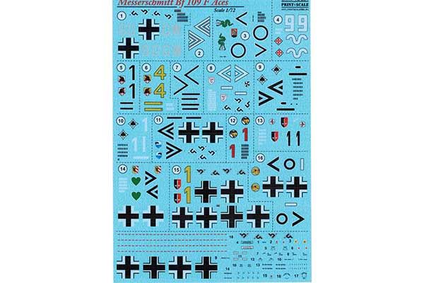 Декаль для самолета Messerchmitt Bf.109 F Aces (Print Scales 72-254) 1/72 Декаль для самолета Messerchmitt Bf.109 F Aces (Print Scales 72-254) 1/72