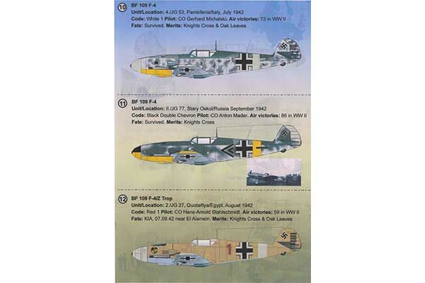 Декаль для самолета Messerchmitt Bf.109 F Aces (Print Scales 72-254) 1/72