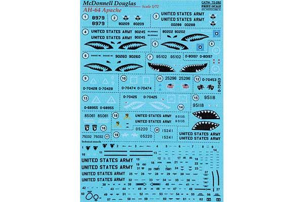 Декаль для вертолета Douglas AH-64 Apache (Print Scale 72-282) 1/72 Декаль для вертолета Douglas AH-64 Apache (Print Scale 72-282) 1/72