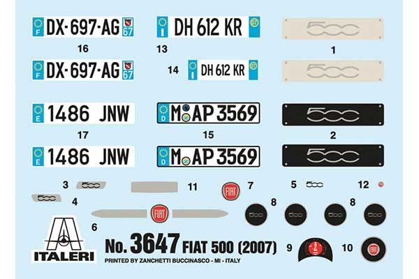 FIAT 500 (2007) (ITALERI 3647) 1/24