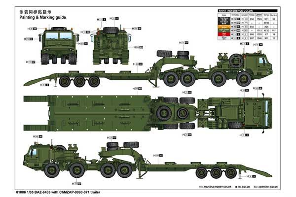 БАЗ-6403 с прицепом ЧМЗАП-9990-071 (Trumpeter 01086) 1/35