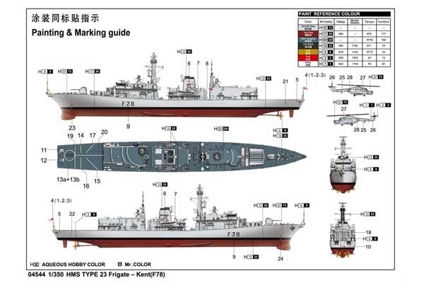 HMS TYPE 23 Frigate – Kent(F78) (Trumpeter 04544) 1/350