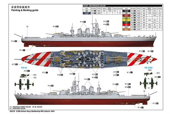 Итальянский линкор RN Littorio 1941 (Trumpeter 05319) 1/350