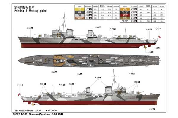 Zerstorer Z-30, 1942 (Trumpeter 05322) 1/350