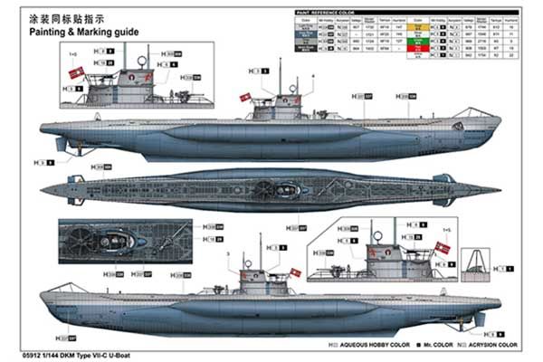 DKM Type VII-C U-Boat (TRUMPETER 05912) 1/144