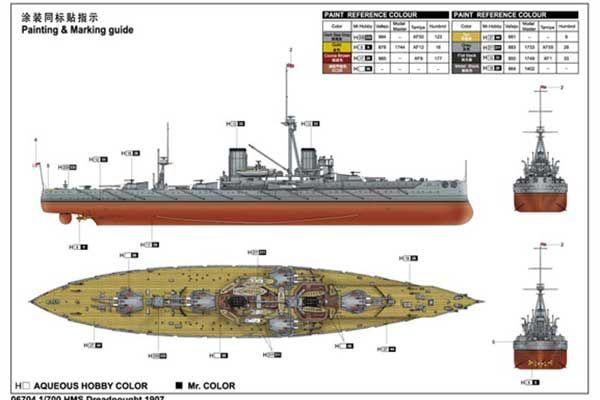 HMS Dreadnought 1907 (Trumpeter 06704) 1/700