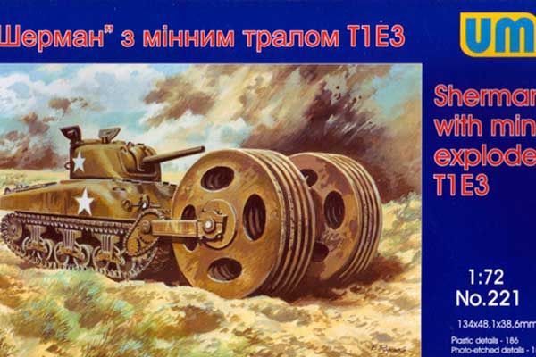 Sherman с минным тралом T1E3 (UNIMODELS 221) 1/72